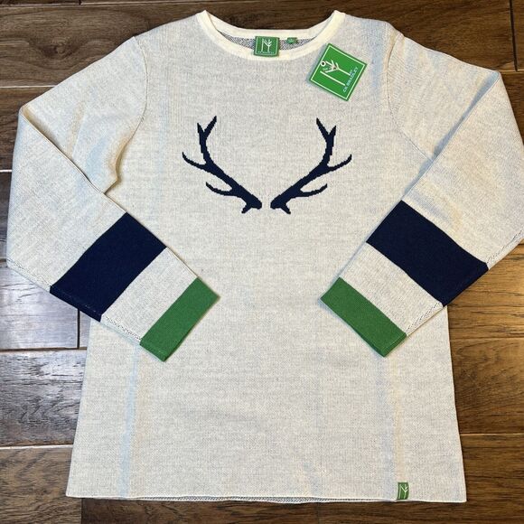 NWT Neve by CK Bradley Wool Sweater Off White Antlers Holiday Women’s Medium - Picture 2 of 6